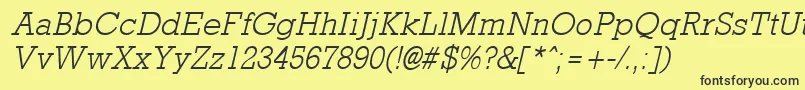 RockneyLightItalic Font – Black Fonts on Yellow Background