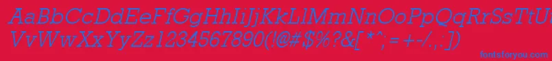 RockneyLightItalic Font – Blue Fonts on Red Background