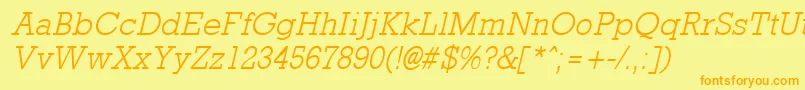 RockneyLightItalic Font – Orange Fonts on Yellow Background