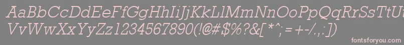 RockneyLightItalic-fontti – vaaleanpunaiset fontit harmaalla taustalla