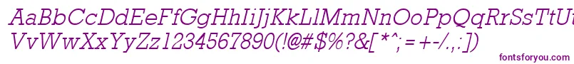 RockneyLightItalic Font – Purple Fonts on White Background