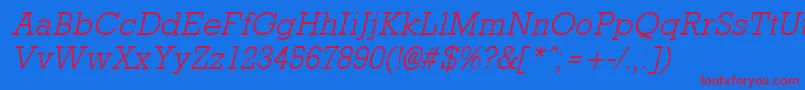 RockneyLightItalic Font – Red Fonts on Blue Background
