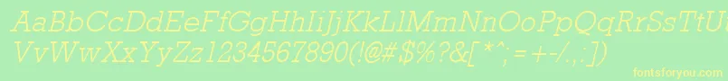 RockneyLightItalic Font – Yellow Fonts on Green Background