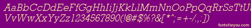 RockneyLightItalic Font – Yellow Fonts on Purple Background