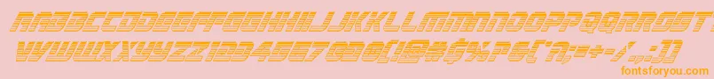 Legiosabinachromeital-Schriftart – Orangefarbene Schriften auf rosa Hintergrund