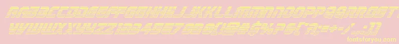 Legiosabinachromeital-Schriftart – Gelbe Schriften auf rosa Hintergrund