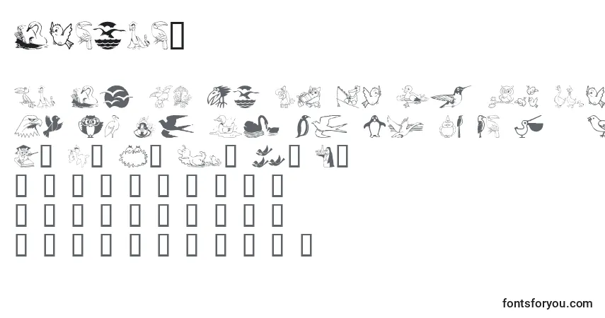 Schriftart Birdart – Alphabet, Zahlen, spezielle Symbole