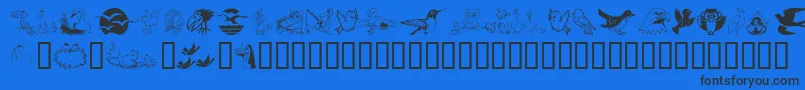 Czcionka Birdart – czarne czcionki na niebieskim tle