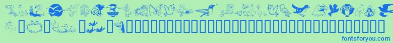 フォントBirdart – 青い文字は緑の背景です。