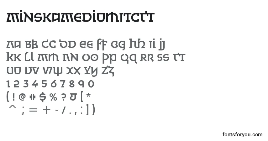 A fonte MinskaMediumItcTt – alfabeto, números, caracteres especiais