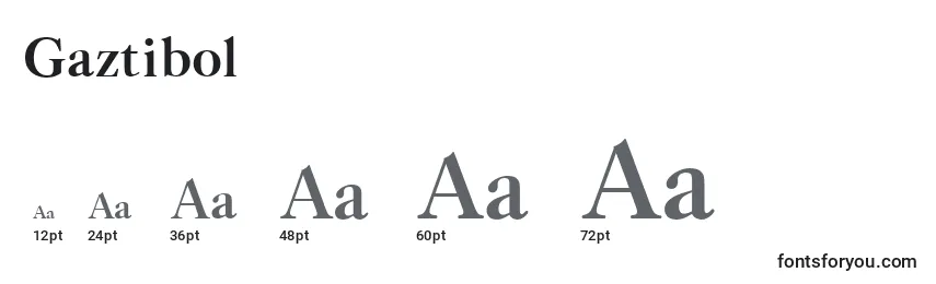 Размеры шрифта Gaztibol