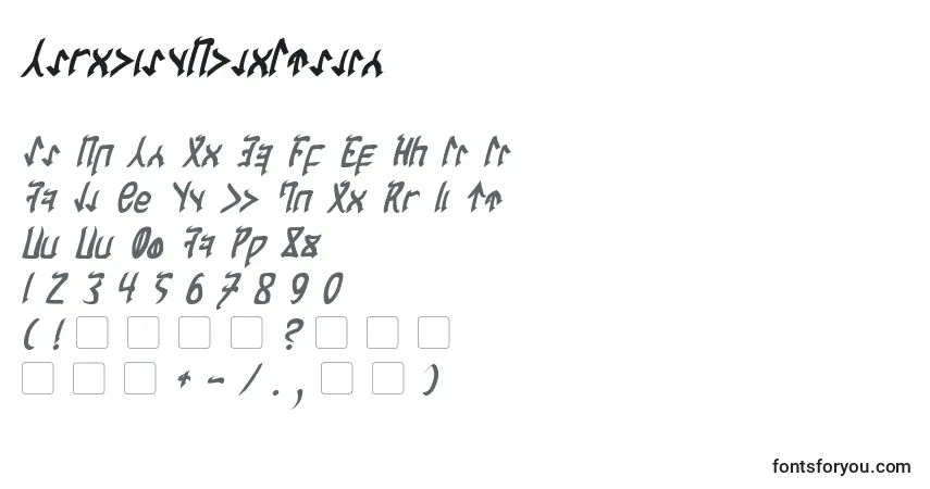 A fonte CardosanBoldItalic – alfabeto, números, caracteres especiais