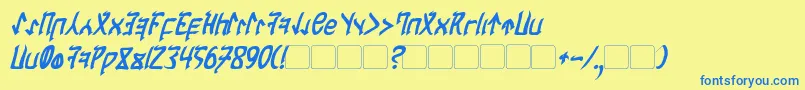 フォントCardosanBoldItalic – 青い文字が黄色の背景にあります。