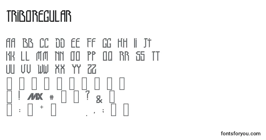 Czcionka TriboRegular – alfabet, cyfry, specjalne znaki