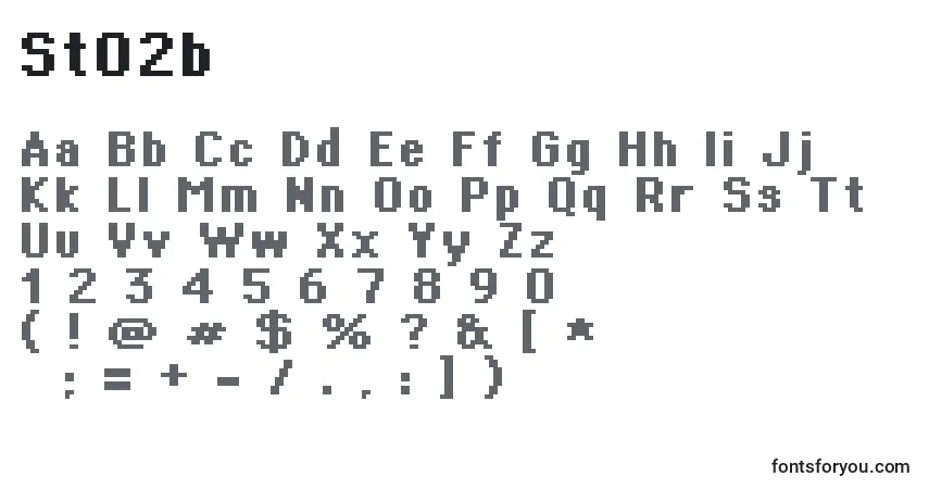 Czcionka St02b – alfabet, cyfry, specjalne znaki