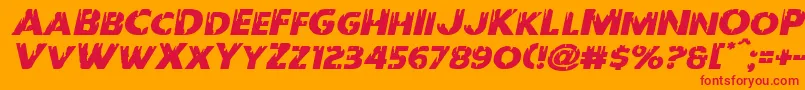 Redundeadexpandital-Schriftart – Rote Schriften auf orangefarbenem Hintergrund