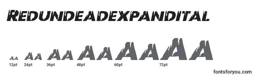 Размеры шрифта Redundeadexpandital