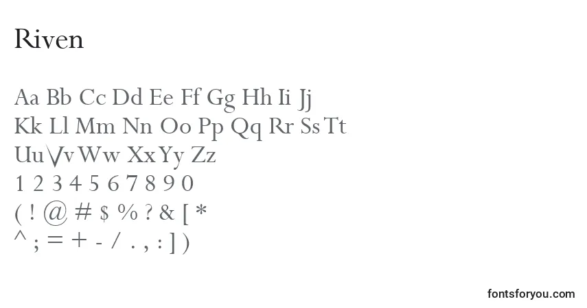 Czcionka Riven – alfabet, cyfry, specjalne znaki