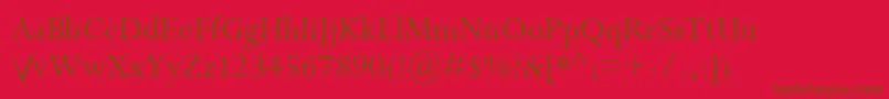 Riven-Schriftart – Braune Schriften auf rotem Hintergrund