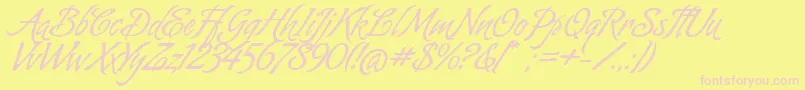 AlmondScript Font – Pink Fonts on Yellow Background