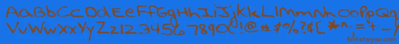 フォントLehn194 – 茶色の文字が青い背景にあります。