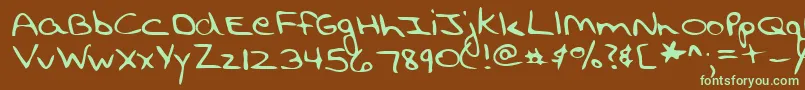 フォントLehn194 – 緑色の文字が茶色の背景にあります。