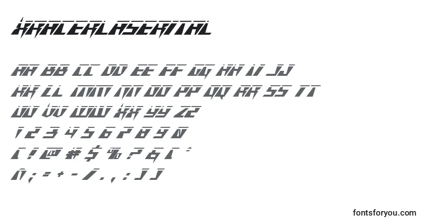 Xracerlaserital Font – alphabet, numbers, special characters