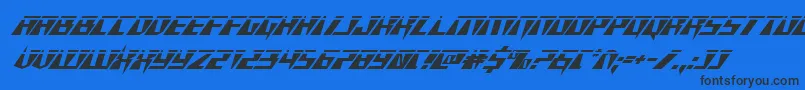 Xracerlaserital-Schriftart – Schwarze Schriften auf blauem Hintergrund