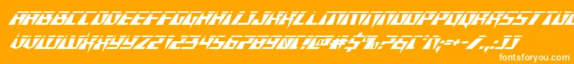 Xracerlaserital-Schriftart – Weiße Schriften auf orangefarbenem Hintergrund