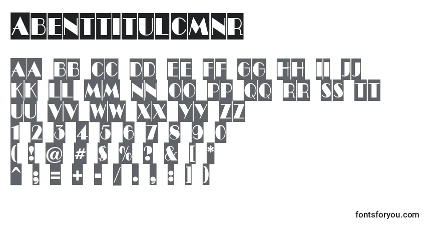 Czcionka ABenttitulcmnr – alfabet, cyfry, specjalne znaki