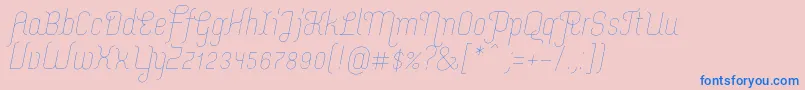 フォントMerijntjeExtralightitalic – ピンクの背景に青い文字