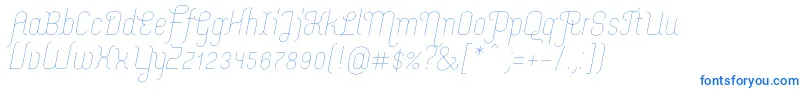 フォントMerijntjeExtralightitalic – 白い背景に青い文字