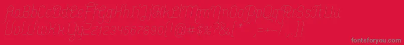 MerijntjeExtralightitalic-Schriftart – Graue Schriften auf rotem Hintergrund