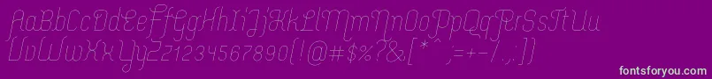 MerijntjeExtralightitalic-Schriftart – Grüne Schriften auf violettem Hintergrund