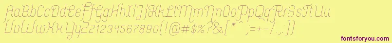 MerijntjeExtralightitalic Font – Purple Fonts on Yellow Background