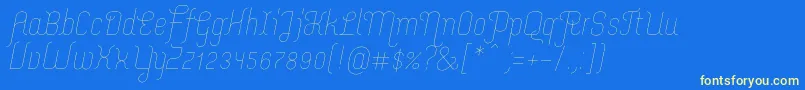 Fonte MerijntjeExtralightitalic – fontes amarelas em um fundo azul