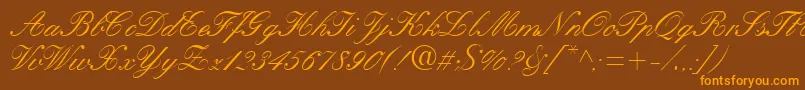 Fonte KastleaRegular – fontes laranjas em um fundo marrom