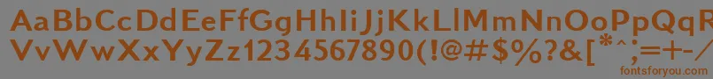 フォントKudrashovsansctt – 茶色の文字が灰色の背景にあります。