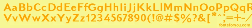 フォントKudrashovsansctt – オレンジの文字が黄色の背景にあります。