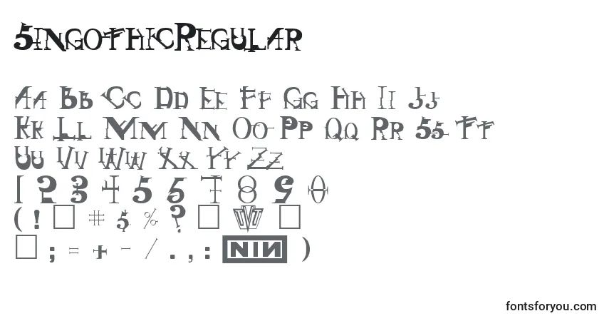 A fonte SingothicRegular – alfabeto, números, caracteres especiais