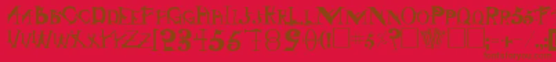 SingothicRegular-Schriftart – Braune Schriften auf rotem Hintergrund