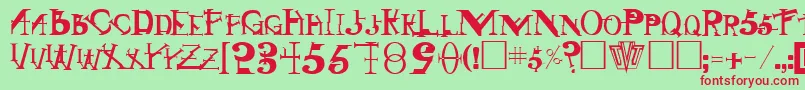 SingothicRegular-fontti – punaiset fontit vihreällä taustalla