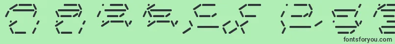 Шрифт FifteenSegmentRushMonoLdr – чёрные шрифты на зелёном фоне