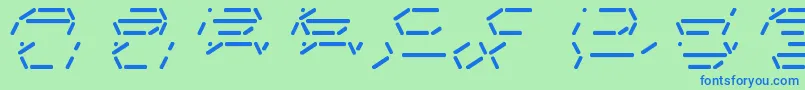 FifteenSegmentRushMonoLdr-fontti – siniset fontit vihreällä taustalla