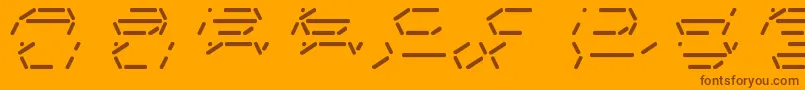 FifteenSegmentRushMonoLdr-Schriftart – Braune Schriften auf orangefarbenem Hintergrund