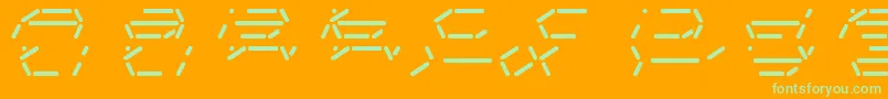 FifteenSegmentRushMonoLdr-Schriftart – Grüne Schriften auf orangefarbenem Hintergrund