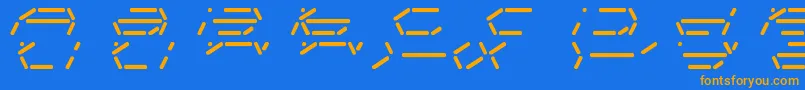 FifteenSegmentRushMonoLdr-Schriftart – Orangefarbene Schriften auf blauem Hintergrund