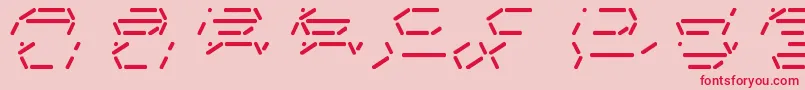 FifteenSegmentRushMonoLdr-Schriftart – Rote Schriften auf rosa Hintergrund