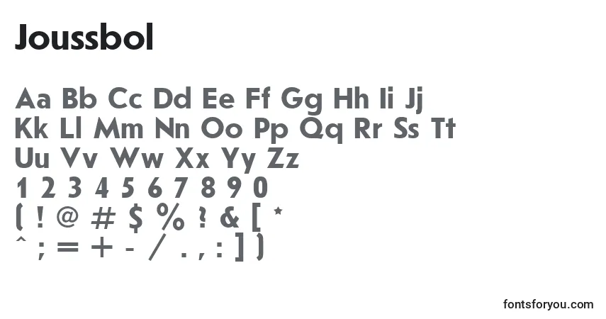 Czcionka Joussbol – alfabet, cyfry, specjalne znaki
