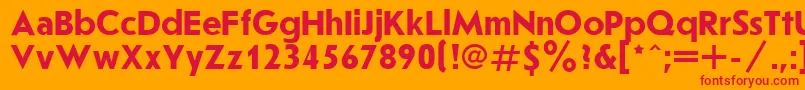 Joussbol-Schriftart – Rote Schriften auf orangefarbenem Hintergrund